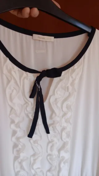 Vestido secretaria blanco y gris