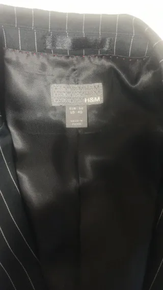 Traje de chaqueta rayas negro y plata