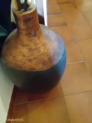 Jarrón grande cerámica marrón y negro