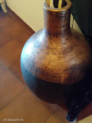 Jarrón grande cerámica marrón y negro