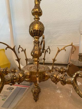 Lámpara araña bronce y cristal