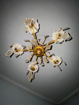 Lámpara araña bronce y cristal