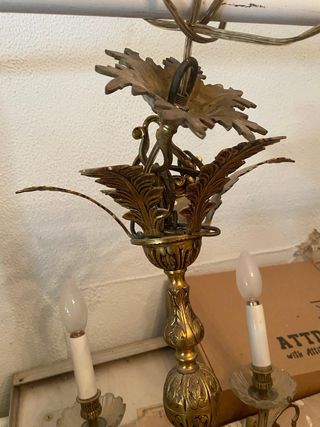 Lámpara araña bronce y cristal