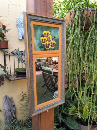 Espejo Vintage Flores Amarillas