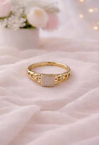 Anillo oro laminado 14k con circonitas