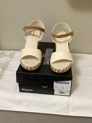 Sandali Blauer Zeppa Beige/Marrone Tg 38