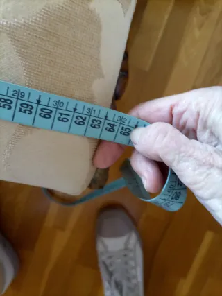 Tamburete vintage tela y madera