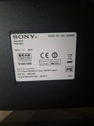 Sony Bravia 43 TV para reparar