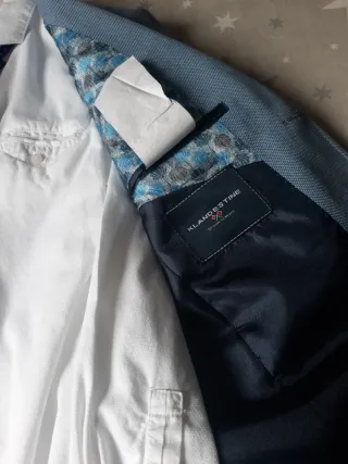 Traje comunión azul y blanco + zapatos Pablosky 35