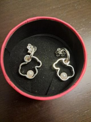 Pendientes Tous Oso Perla Plata