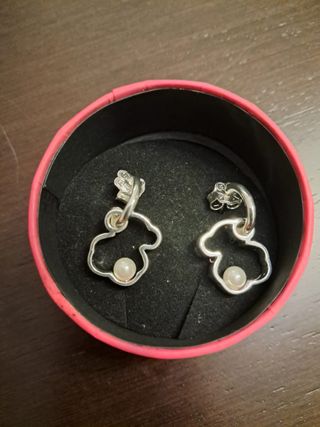 Pendientes Tous Oso Perla Plata