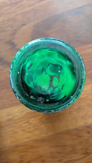 Vaso vidrio artesanal verde y negro