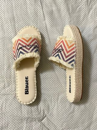 Ciabatte Blauer Beige Multicolor Tg. 39