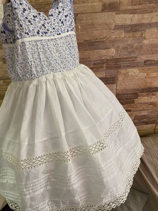 Cancán fallera niña blanco y azul