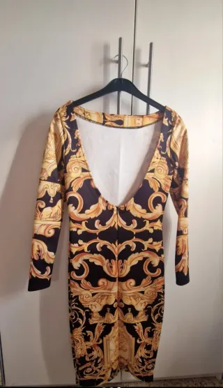 Vestido fiesta negro y dorado