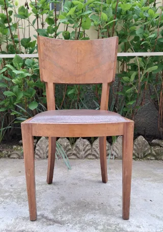 Set 4 Sedie Art Decò Radica e Pelle