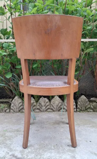 Set 4 Sedie Art Decò Radica e Pelle