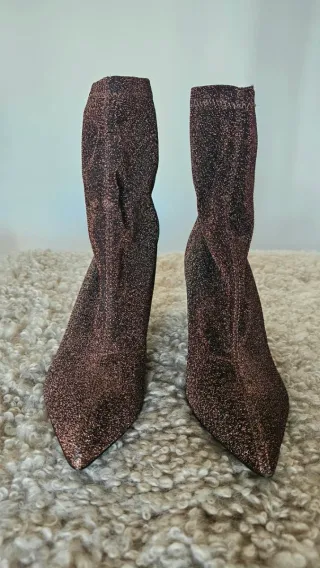 Botines brillantes marrones y dorados