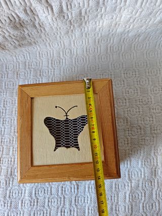 Caja grande madera forma mariposa almacenaje