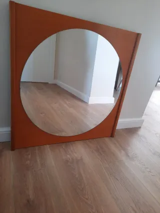 Espejo de madera y cristal, 66x66cm