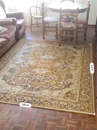 Alfombra grande salón beige y marrón