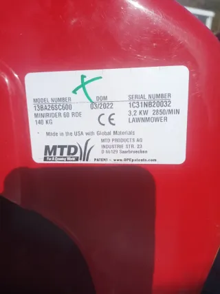 Tractor Cortacésped MTD Minirider 60RDE  NUEVO!!!