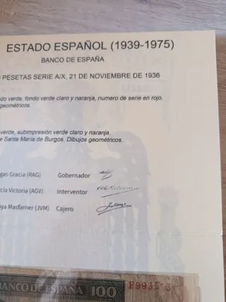 Billete 100 Pesetas Banco de España 1936