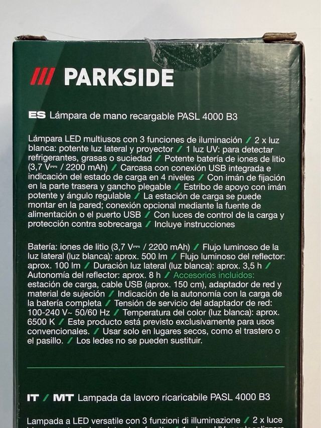 Lámpara de mano recargable PARKSIDE