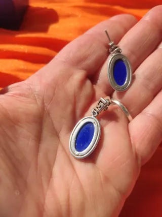 Pendientes Plata Ovalados Lapislázuli