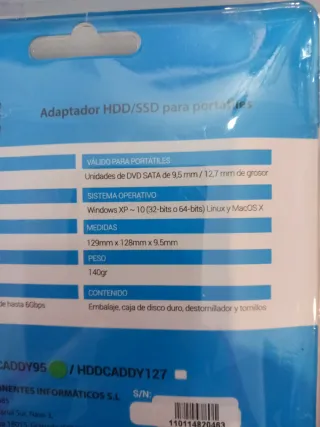 Adaptador DVD a SSD 3GO 9.5mm