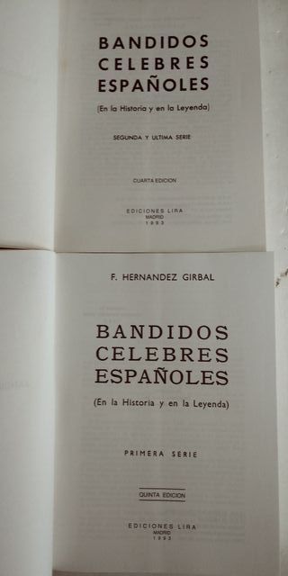 Bandidos celebres españoles 2 tomos