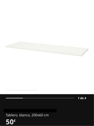 Tablero escritorio blanco 200x60 cm