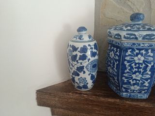 Trio di Vasi Cinesi Blu e Bianchi