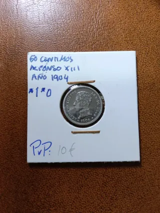 Conjunto 2 monedas 50 céntimos Alfonso XIII 1904.