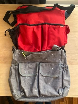 Bolsa Carrito Bebé Roja y Gris Estrellas