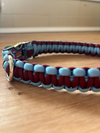 Collar perro paracord artesanal granate y azul