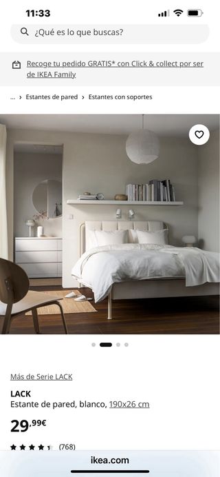 2 Estanterías LACK IKEA blanca 190x26 cm