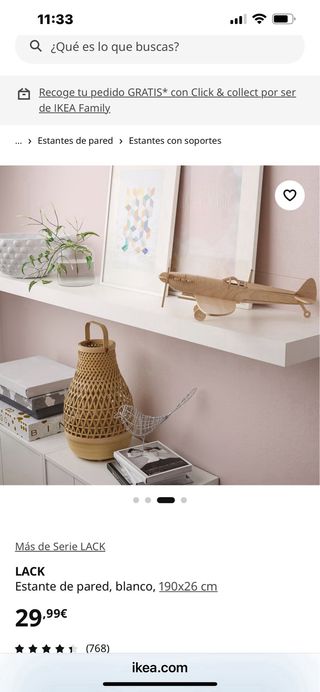 2 Estanterías LACK IKEA blanca 190x26 cm