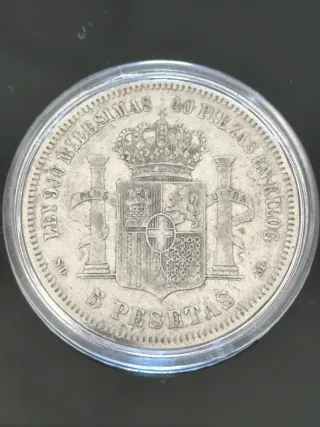 Moneda Plata 5 Pesetas Amadeo I 1871