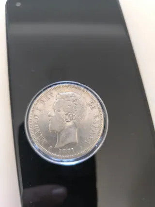 Moneda Plata 5 Pesetas Amadeo I 1871