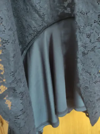 Vestido Zara Negro Encaje Volante Talla S