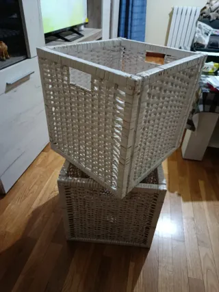 2 Cestas de mimbre blancas Ikea