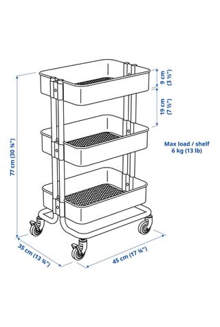 Carrito auxiliar Ikea 3 niveles verde
