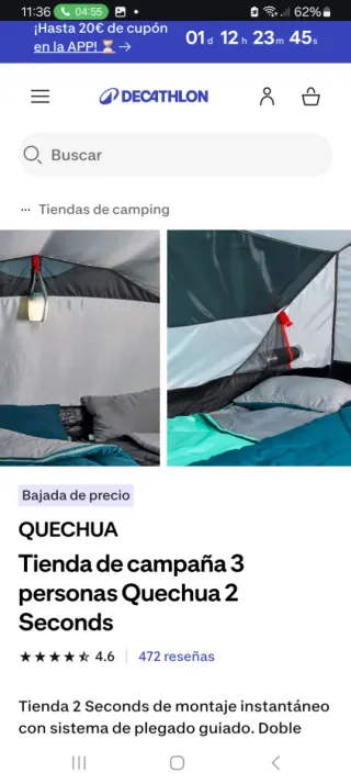 Kit Camping Quechua Tienda, Sillas, Mesa decathlon