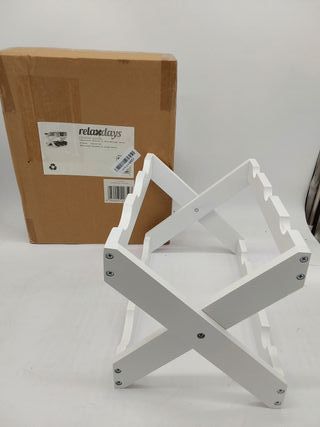 Relaxdays, 22 x 36 x 20 cm Botellero Vino 6 Botellas Plegable en Forma de X, Bambú, Blanco