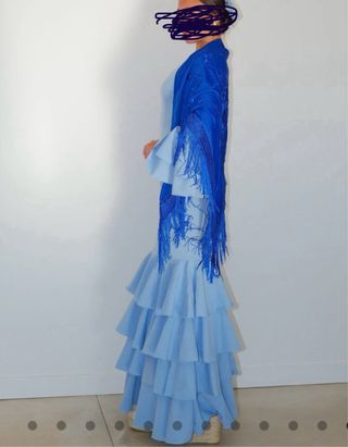 Vestido Flamenca Azul Claro Volantes