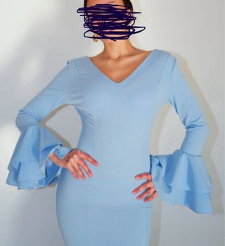 Vestido Flamenca Azul Claro Volantes