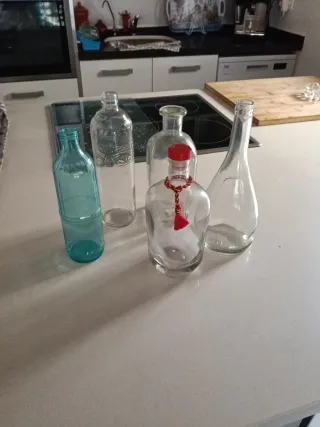 Botellas de cristal decorativas