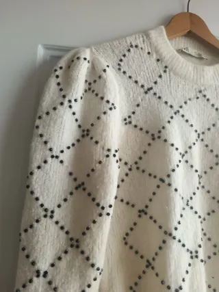 Jersey Zara cropped pedrería rombos talla L