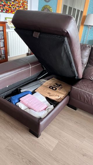 Sofa Chaiselongue / cheslong Grandfort Piel Marrón